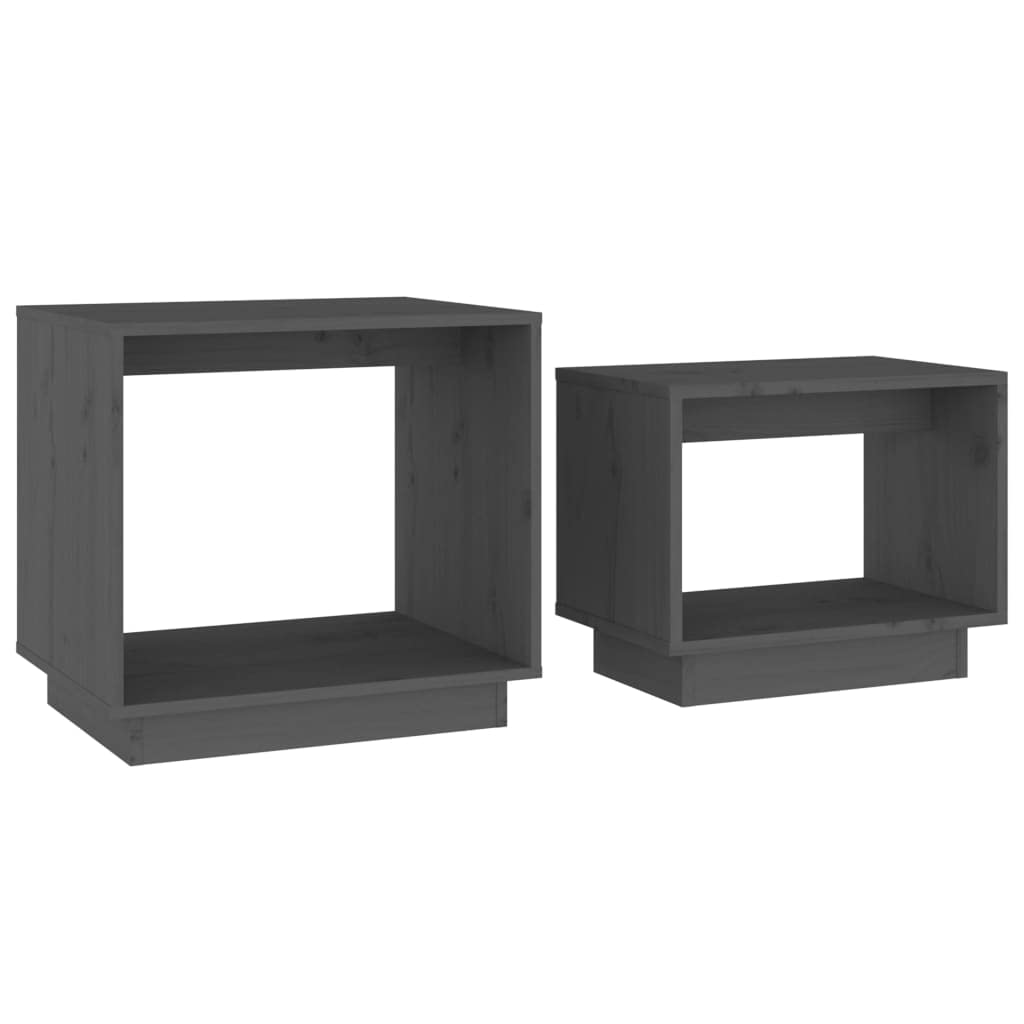 Juego De Mesa De Café Vidaxl  Juego De 2 Mesas Nido De Madera Gris - Venta Internacional.