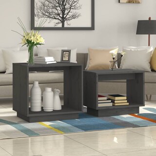 Foto 2 | Juego De Mesa De Café Vidaxl Juego De 2 Mesas Nido De Madera Gris - Venta Internacional.