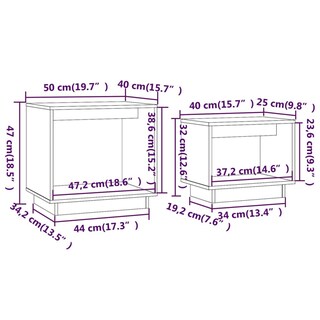 Foto 4 | Juego De Mesa De Café Vidaxl Juego De 2 Mesas Nido De Madera Gris - Venta Internacional.