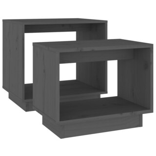 Foto 5 | Juego De Mesa De Café Vidaxl Juego De 2 Mesas Nido De Madera Gris - Venta Internacional.
