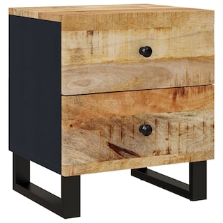 Foto 3 | Mesita De Noche Vidaxl Madera De Mango Macizo Negra Mediana - Venta Internacional.