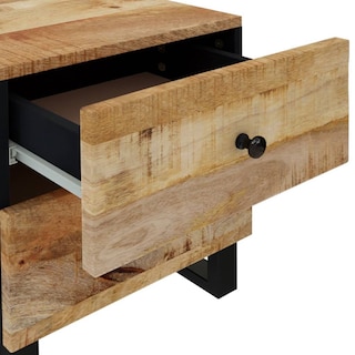 Foto 7 | Mesita De Noche Vidaxl Madera De Mango Macizo Negra Mediana - Venta Internacional.