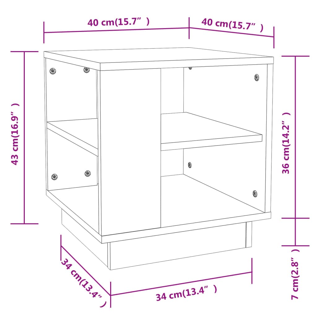 Foto 8 pulgar | Mesa De Café Vidaxl De Madera Artificial Blanca 40x40x43 Cm - Venta Internacional.