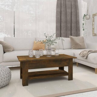 Foto 2 | Mesa De Café Vidaxl De Madera Aglomerada De Roble Ahumado 102x55x42 Cm - Venta Internacional.