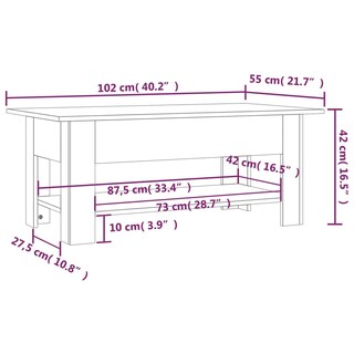 Foto 7 | Mesa De Café Vidaxl De Madera Aglomerada De Roble Ahumado 102x55x42 Cm - Venta Internacional.