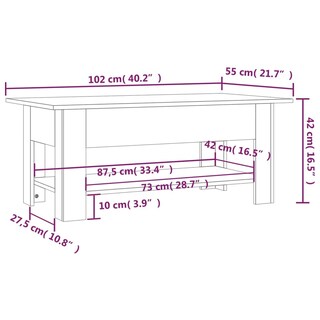 Foto 7 | Mesa De Café Vidaxl De Madera De Ingeniería Negra 102x55x42 Cm - Venta Internacional.