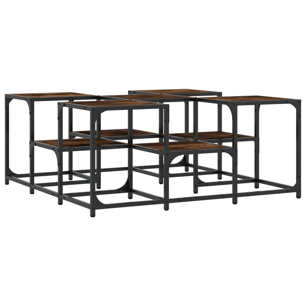 Foto 1 | Mesa De Café Vidaxl Con Estructura De Madera Y Metal De Roble Ahumado - Venta Internacional.