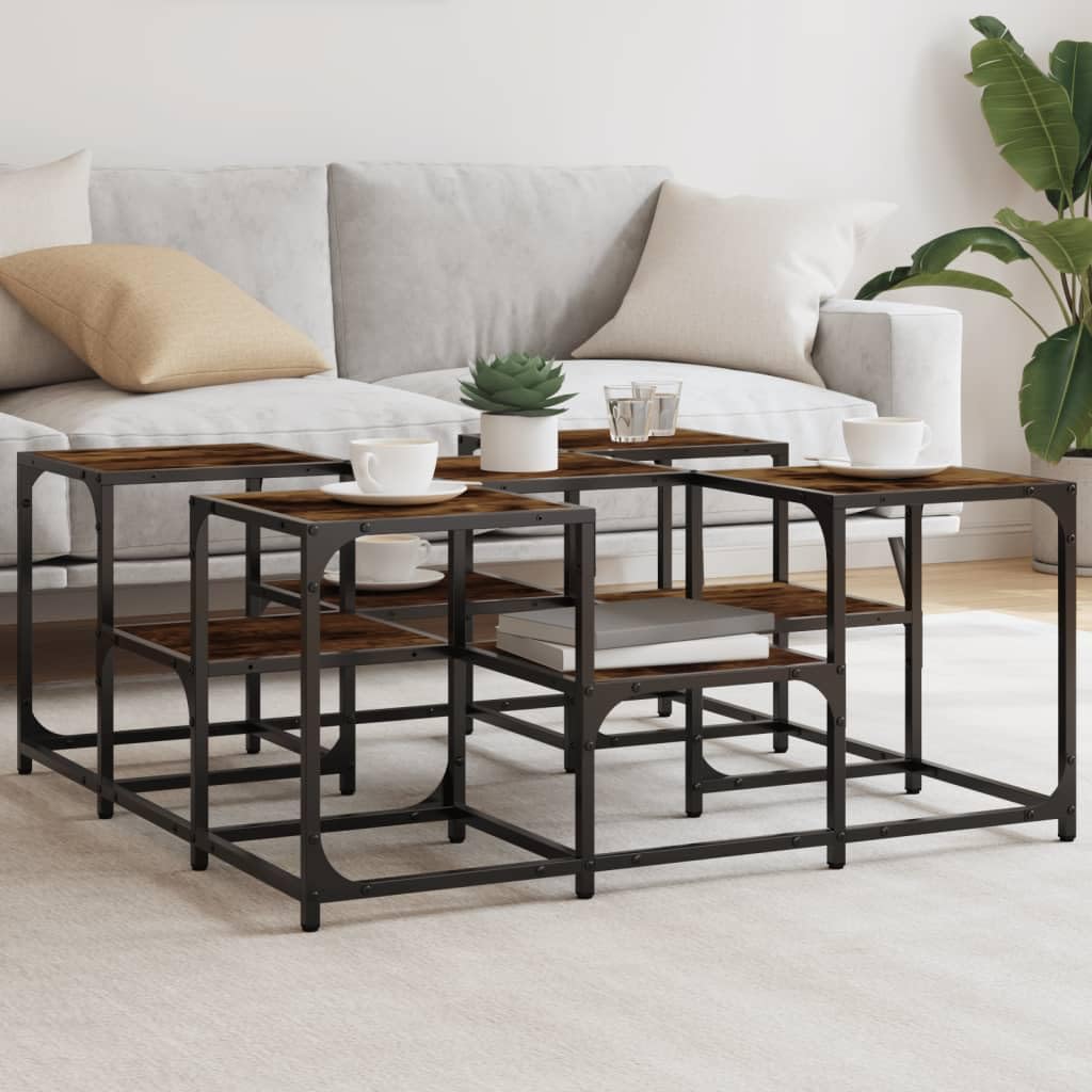Foto 3 pulgar | Mesa De Café Vidaxl Con Estructura De Madera Y Metal De Roble Ahumado - Venta Internacional.