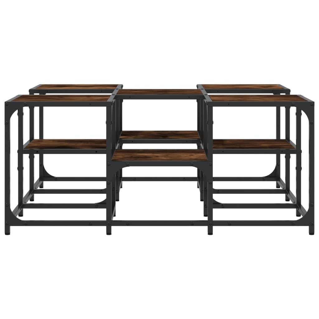 Foto 5 | Mesa De Café Vidaxl Con Estructura De Madera Y Metal De Roble Ahumado - Venta Internacional.