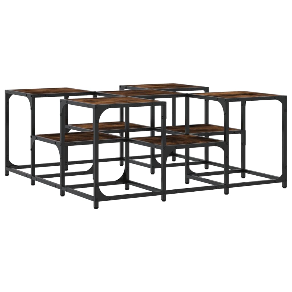 Foto 8 pulgar | Mesa De Café Vidaxl Con Estructura De Madera Y Metal De Roble Ahumado - Venta Internacional.