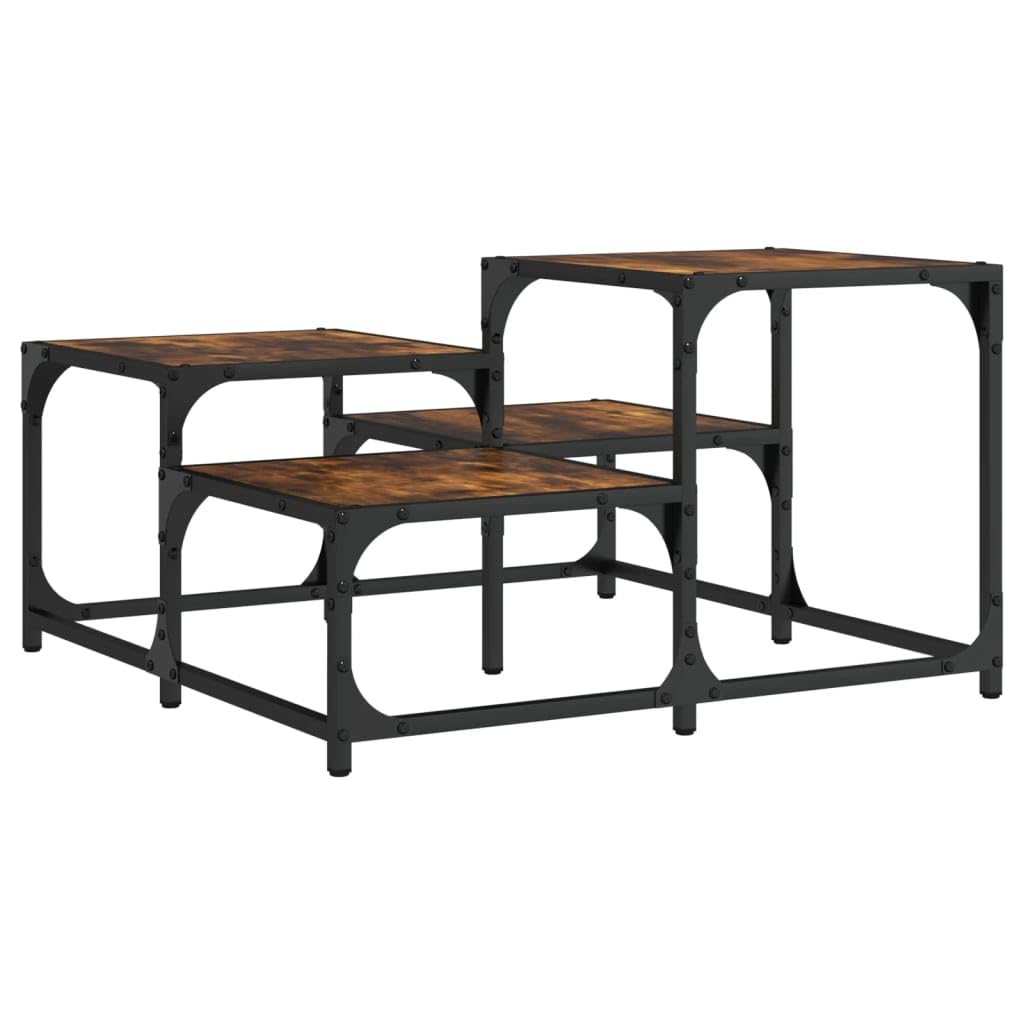 Foto 1 | Mesa De Café Vidaxl Con Estructura Metálica De Madera De Roble Ahumado - Venta Internacional.