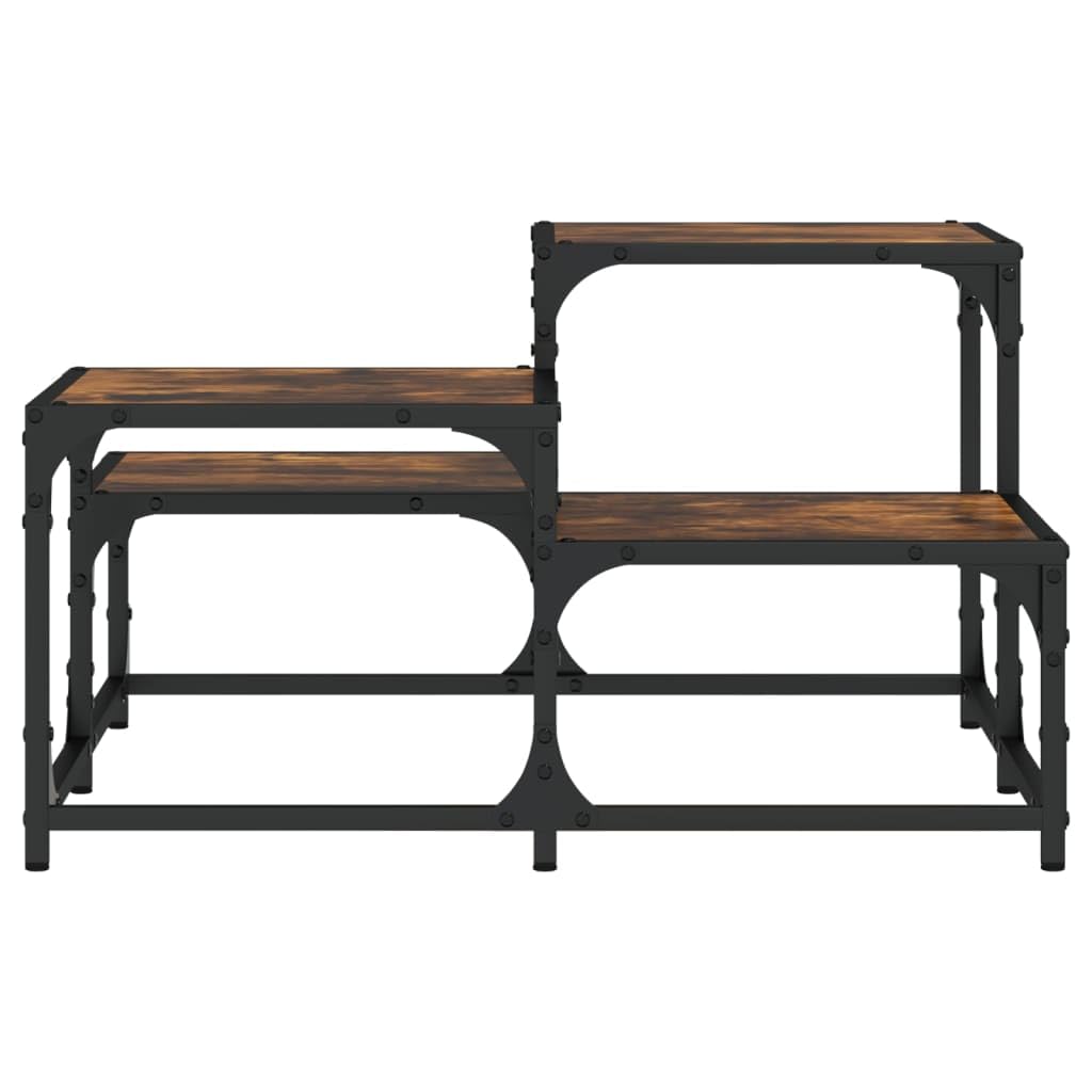 Foto 5 | Mesa De Café Vidaxl Con Estructura Metálica De Madera De Roble Ahumado - Venta Internacional.