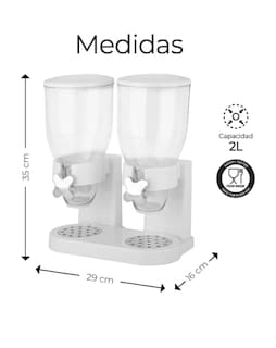 Foto 2 | Dispensador De Cereal Despachador Doble Alimentos Y Semillas Color Blanco