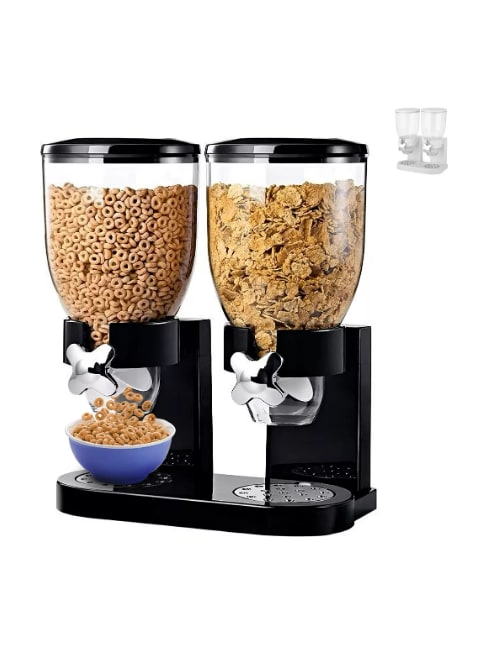 Dispensador De Cereal Despachador Doble Alimentos Y Semillas Color Negro Raganet $737