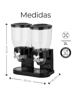 Foto 2 | Dispensador De Cereal Despachador Doble Alimentos Y Semillas Color Negro Raganet