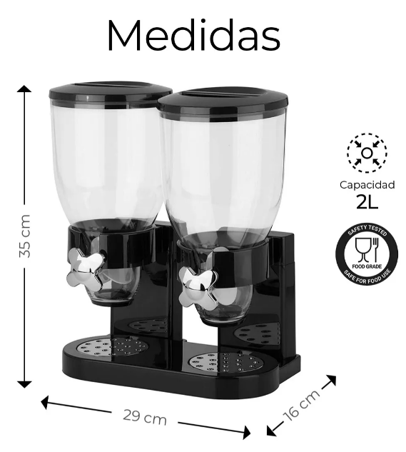 Foto 4 pulgar | Dispensador Xtellar De Cereal Despachador Doble Alimentos Y Semillas Color Negro