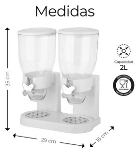 Foto 2 | Dispensador Xtellar De Cereal Despachador Doble Alimentos Y Semillas Color Blanco