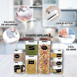 Foto 4 | Dispensador Xtellar 21 Pz Dispensadores De Cereales Y Semillas Plástico Herméticos Para Cocina Medidas Variadas Co