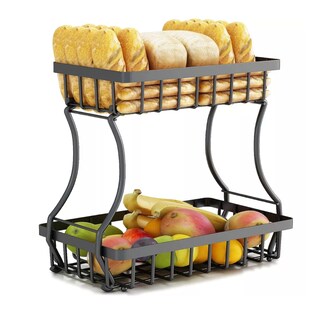Foto 3 | Cesta De Frutas De Cocina Belug De Metal De 2 Niveles Desmontable Color Negro