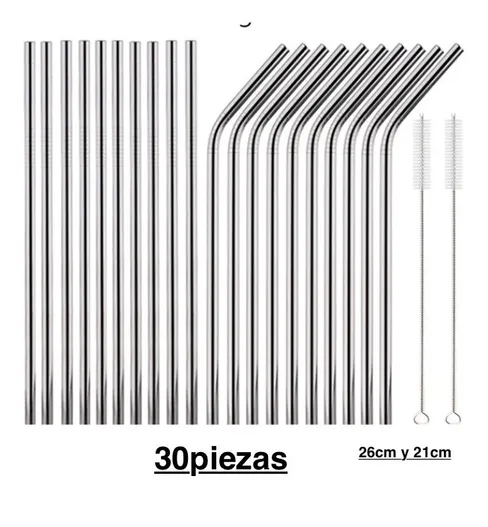 Foto 3 pulgar | 30 Xtellar Popotes Plata Y 30 Cepillos Acero Inoxidable 30 Bolsas 21 O 26 Cm
