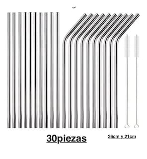 Foto 2 | 30 Xtellar Popotes Plata Y 30 Cepillos Acero Inoxidable 30 Bolsas 21 O 26 Cm