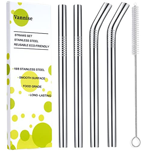 Foto 2 pulgar | Juego De 5 Pajitas De Metal Vannise Jumbo Smoothie De Acero Inoxidable - Venta Internacional.