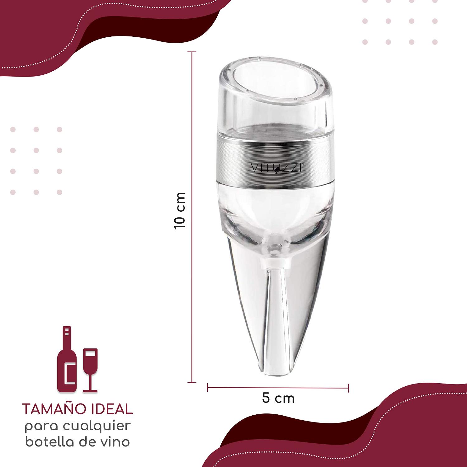 Foto 4 pulgar | Decantador De Vino Premium Plata Vituzzi