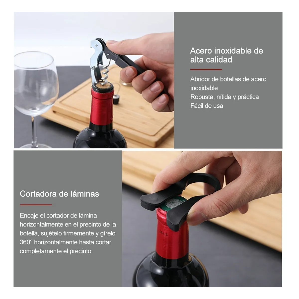 Foto 4 pulgar | Sacacorchos Multifuncional Descorchador Profesional Eo Safe Imports Esi-20689 Negro