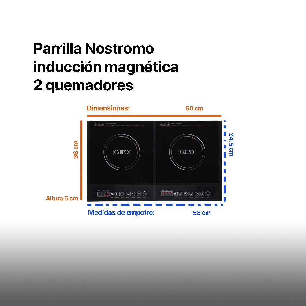 Foto 4 | Parrilla de Inducción Magnética Odipo Nostromo color Negro 2 Quemadores