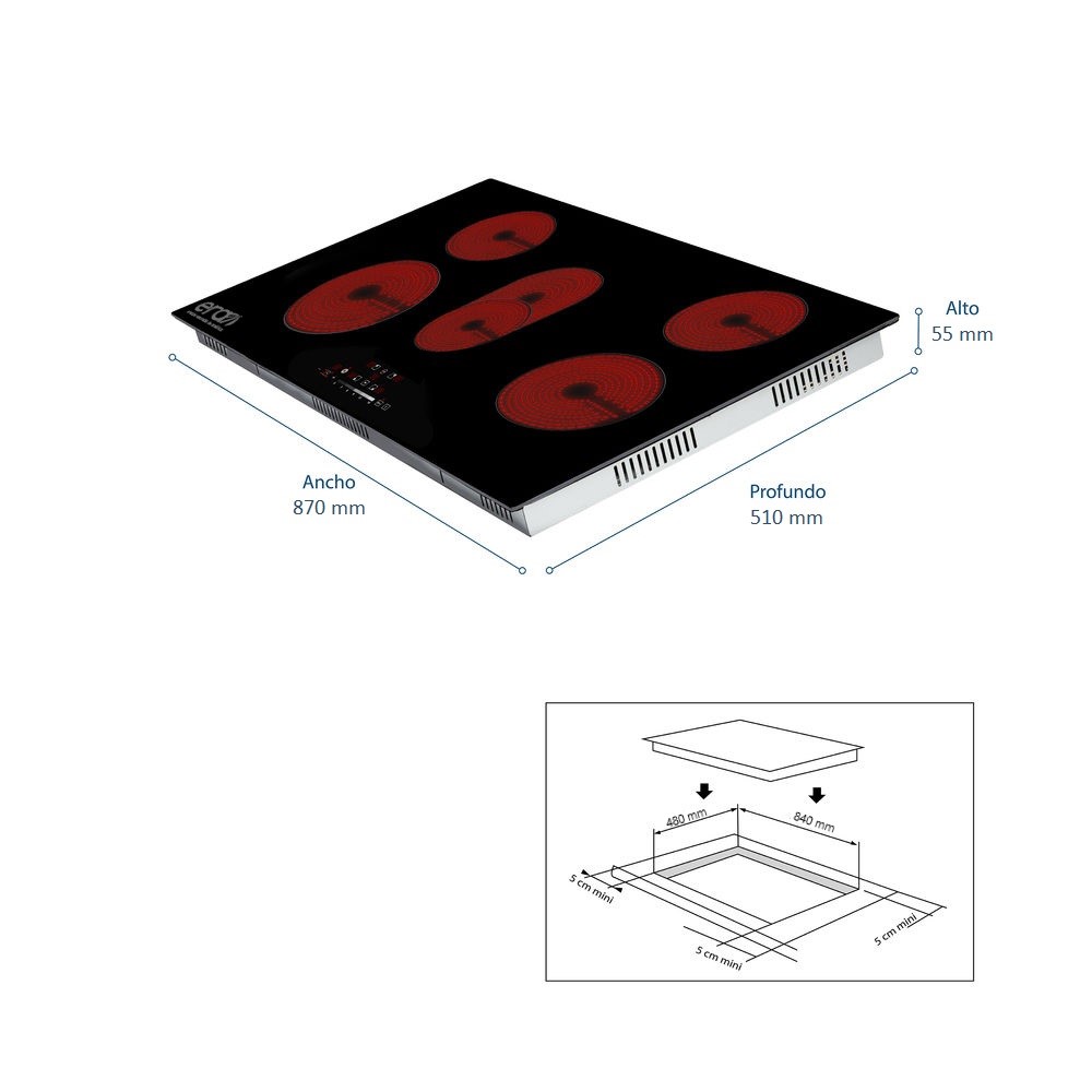 Foto 4 | Parrilla Eléctrica de Vitrocerámica ERA Energía Renovable de América PEI-5-90 5 Quemadores 110v 90 cm