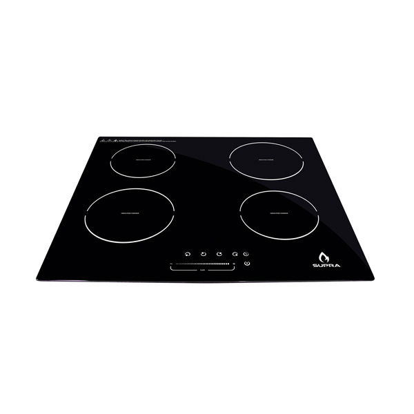 Parrilla de Inducción Supra 4Q-IN-220V color Negro con 4 Quemadores de Cristal Templado