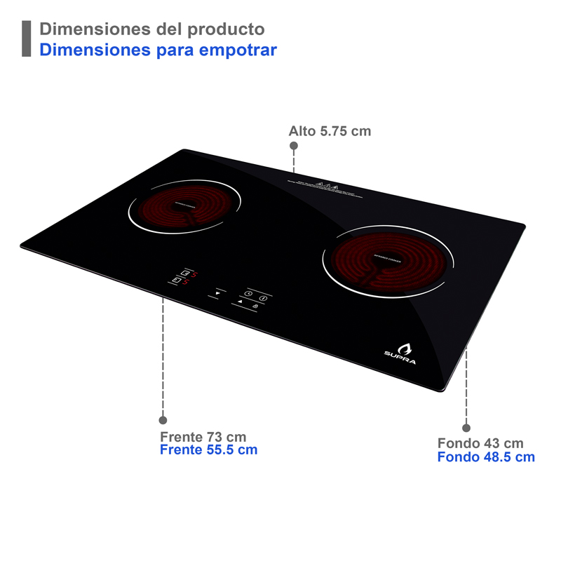 Foto 5 | Parrilla De Vitrocerámica Vitrorosso-h Con 2 Quemadores De Cristal Templado