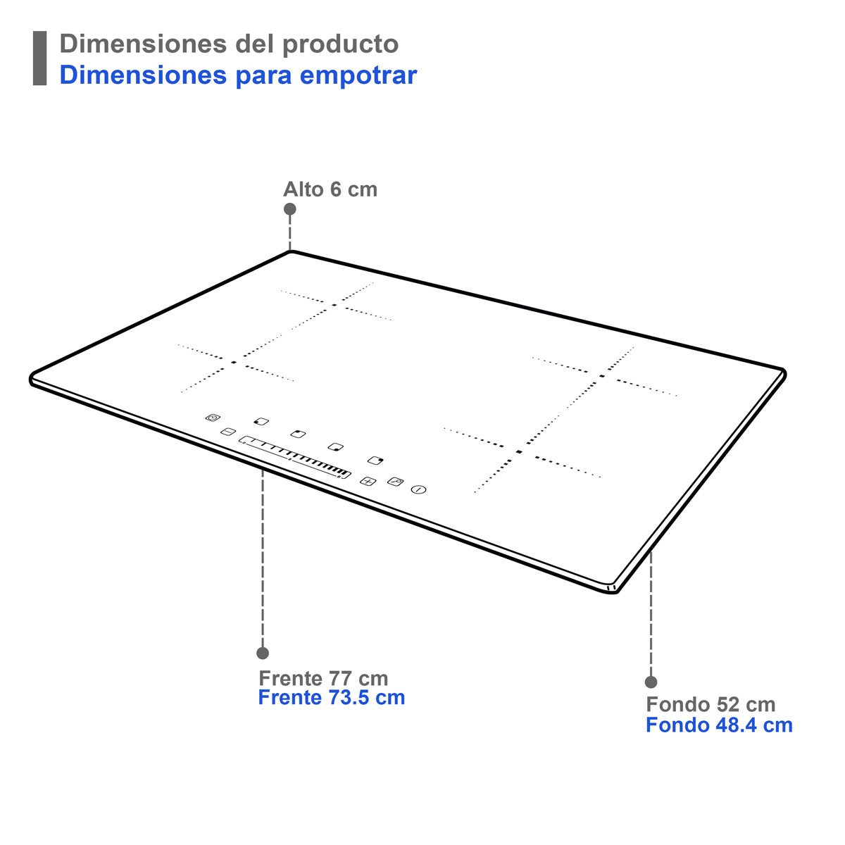 Foto 4 | Parrilla De Inducción Induzione Empotrable Con 4 Quemadores De Cristal Templado Color Negro