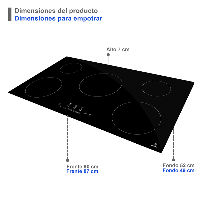 Foto 7 pulgar | Parrilla De Inducción 5q-in-220v Con 5 Quemadores De Cristal Templado Color Negro