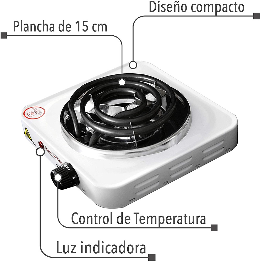 Foto 3 pulgar | Parrilla Eléctrica RCA HY1000A Blanca 1 Hornilla 1000 W 15 cm