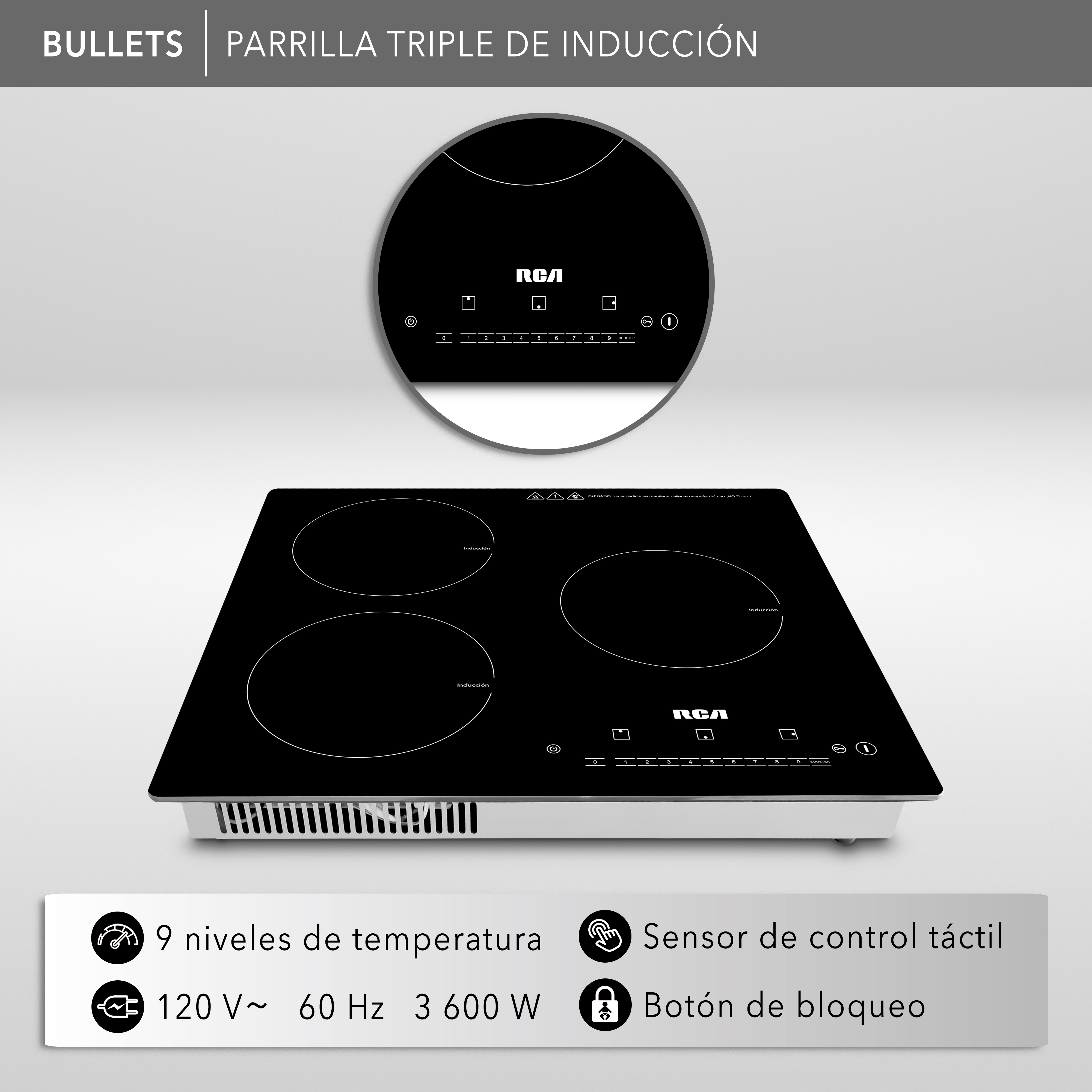 Foto 3 pulgar | Parrilla de Inducción RCA 49 x 52 cm Eléctrica RC-12A6 Negra
