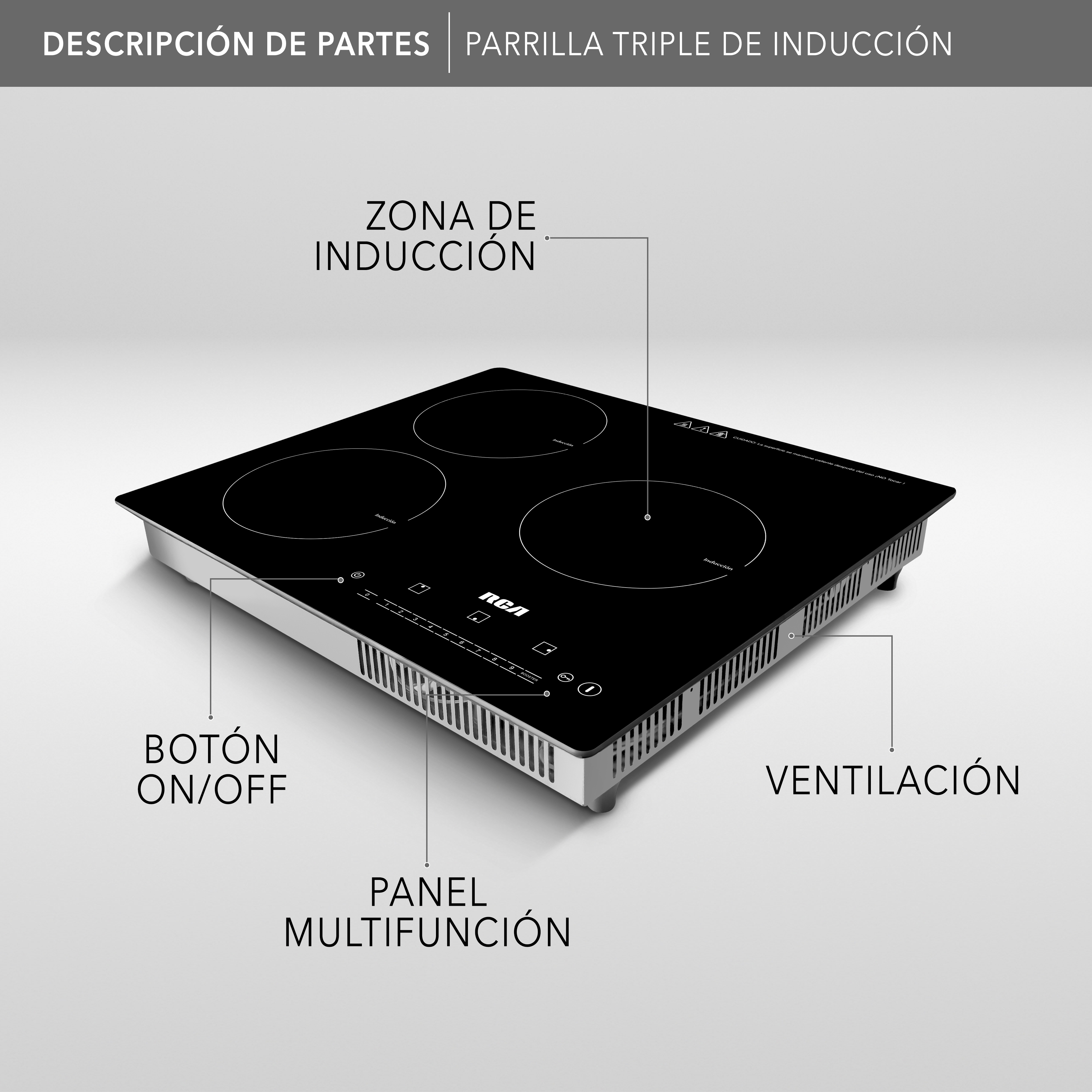 Foto 4 pulgar | Parrilla de Inducción RCA 49 x 52 cm Eléctrica RC-12A6 Negra