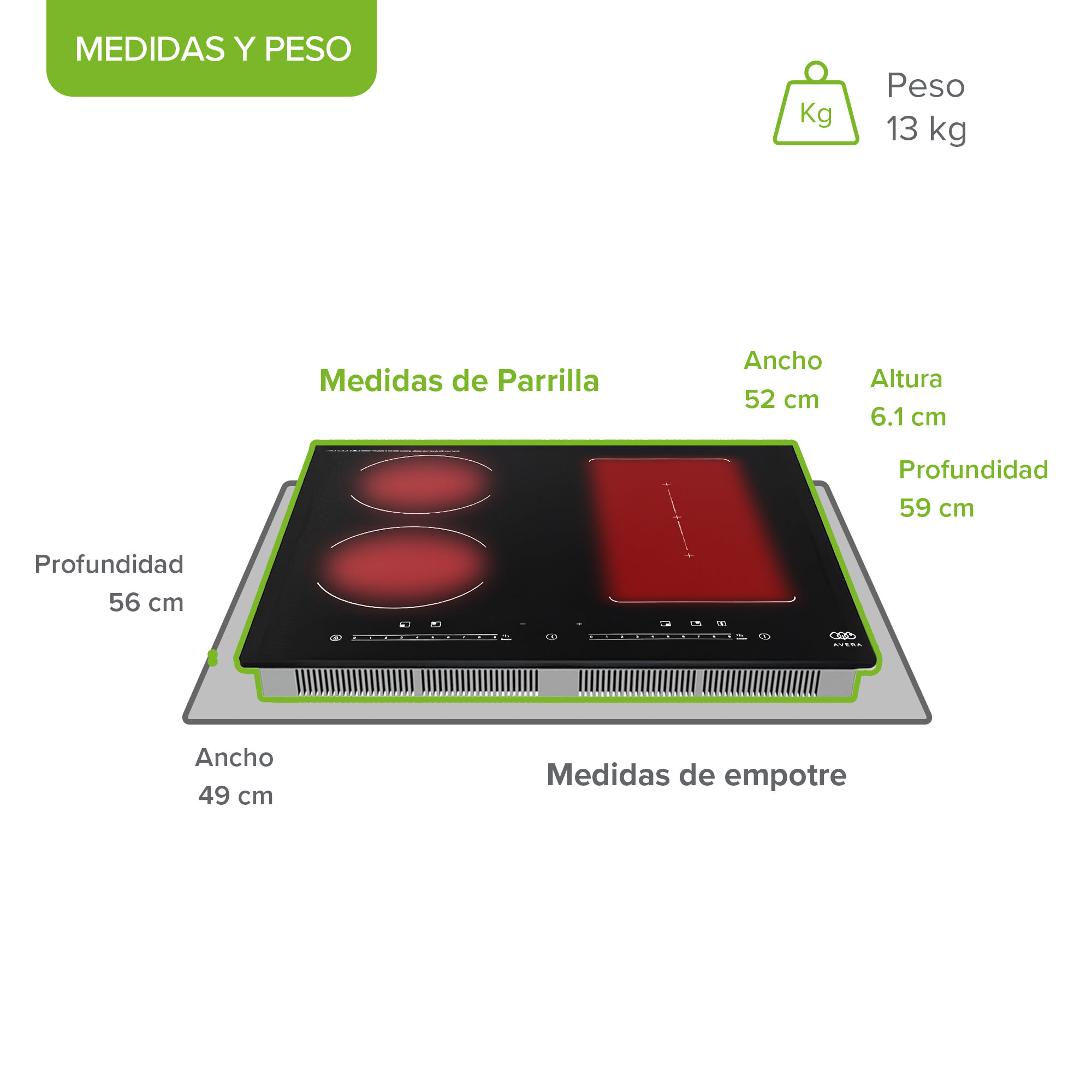 Foto 3 pulgar | Parrilla De Inducción 4 Quemadores Una Zona Flex 59cm Con Función Booster