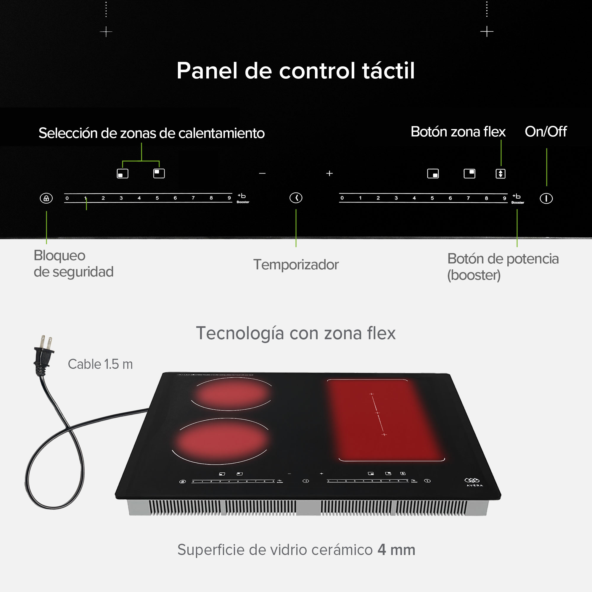 Foto 5 pulgar | Parrilla De Inducción 4 Quemadores Una Zona Flex 59cm Con Función Booster