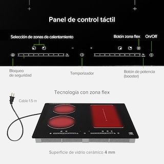 Foto 4 | Parrilla De Inducción 4 Quemadores Una Zona Flex 59cm Con Función Booster