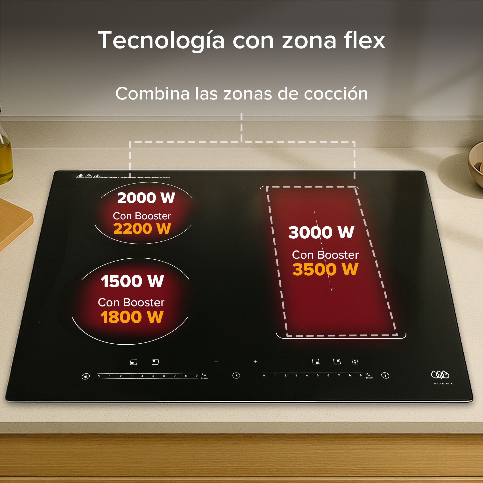 Foto 6 pulgar | Parrilla De Inducción 4 Quemadores Una Zona Flex 59cm Con Función Booster