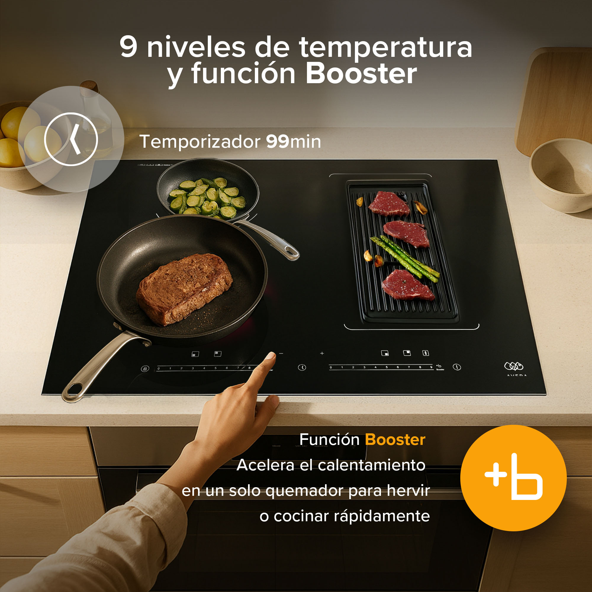 Foto 7 pulgar | Parrilla De Inducción 4 Quemadores Una Zona Flex 59cm Con Función Booster