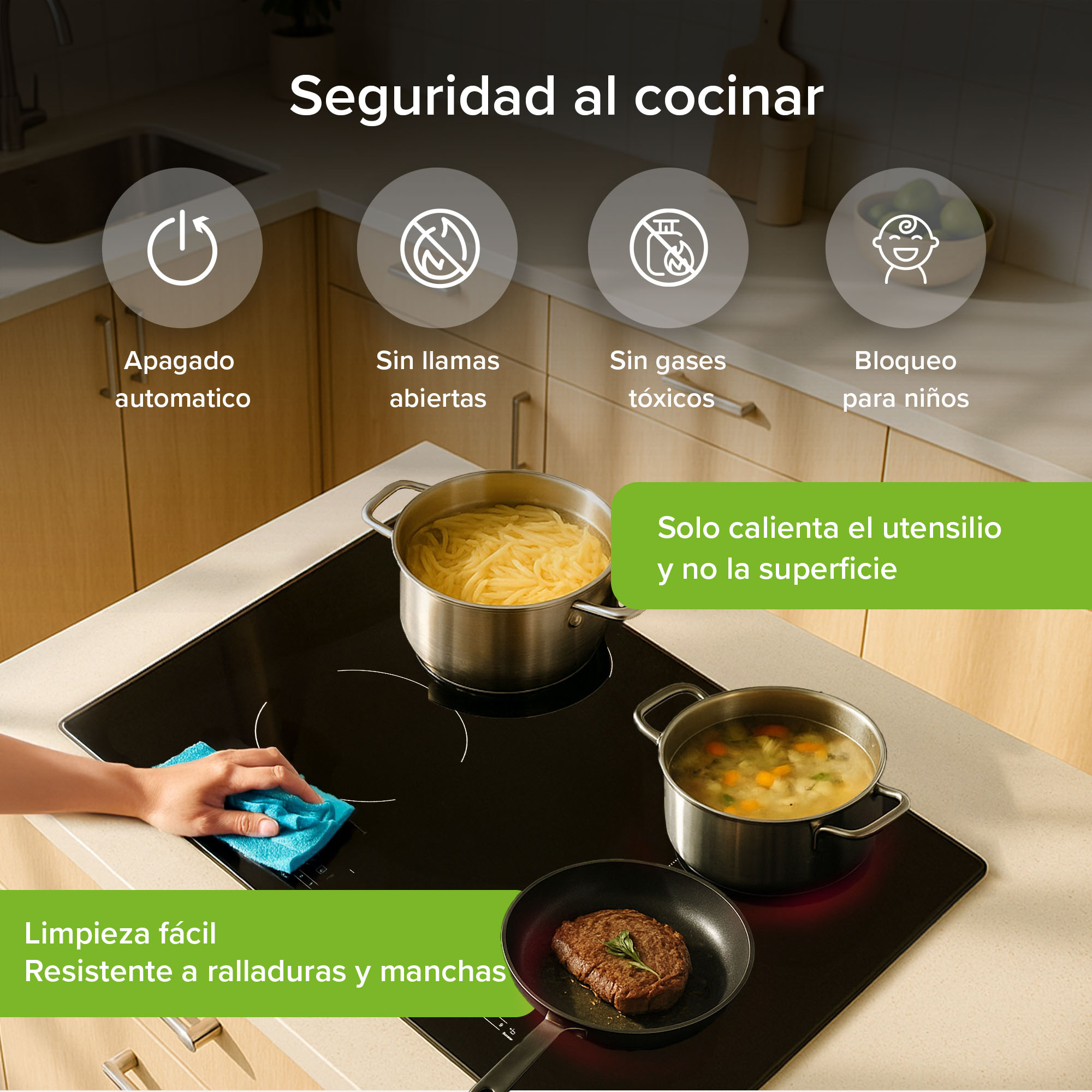 Foto 8 pulgar | Parrilla De Inducción 4 Quemadores Una Zona Flex 59cm Con Función Booster