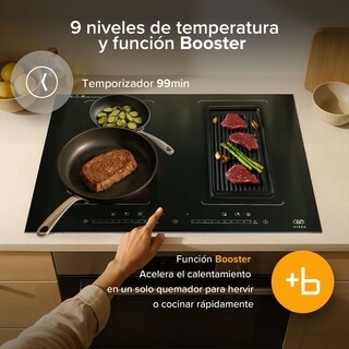 Foto 5 | Parrilla De Inducción 4 Quemadores Vindrio Cerámico 2 Zonas Flex Y Función Booster 7000 A 8000 W, 59cm, 9 Niv