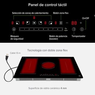 Foto 4 | Parrilla De Inducción 5 Quemadores 2 Zonas Flex 77 cm Función Booster 7400w A 8000 W AVERA PIVF3