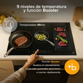 Foto 6 | Parrilla De Inducción 5 Quemadores 2 Zonas Flex 77 cm Función Booster 7400w A 8000 W AVERA PIVF3
