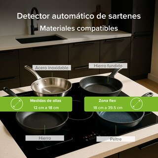 Foto 8 | Parrilla De Inducción 5 Quemadores 2 Zonas Flex 77 cm Función Booster 7400w A 8000 W AVERA PIVF3