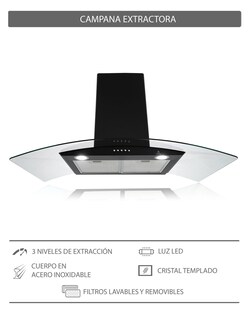 Foto 7 | Tricombo Grona Color Negro Con Campana De Pared 90cm Más Parrilla De Inducción Y Parrilla De Gas Con 4 Quemadores
