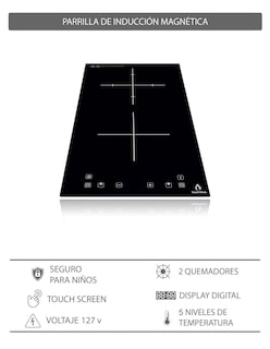 Foto 8 | Tricombo Grona Color Negro Con Campana De Pared 90cm Más Parrilla De Inducción Y Parrilla De Gas Con 4 Quemadores