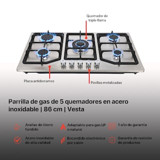 Foto 3 | Parrilla de Acero Inoxidable Odipo Vesta 86 cm 5 Quemadores